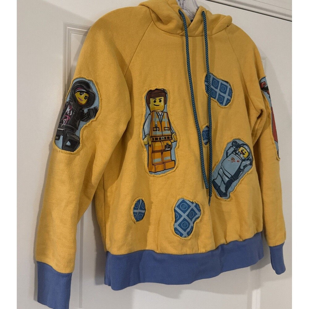 LEGO Movie OOAK Reclaimed Fabric Knit Hoodie YOUTH XL Emmet Wyldstyl Lucy Benny